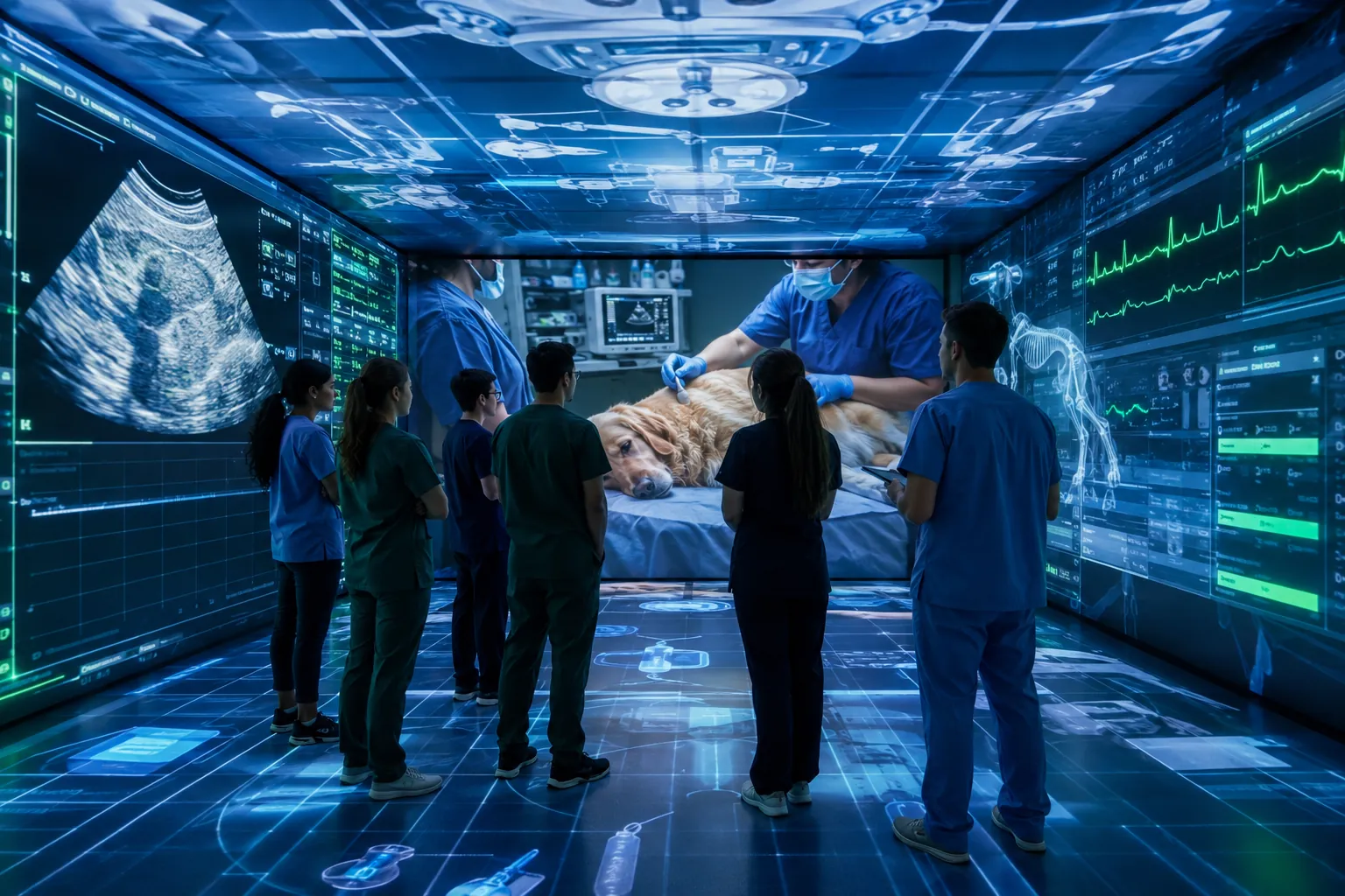 Veterinary team training in the immersive simulation room